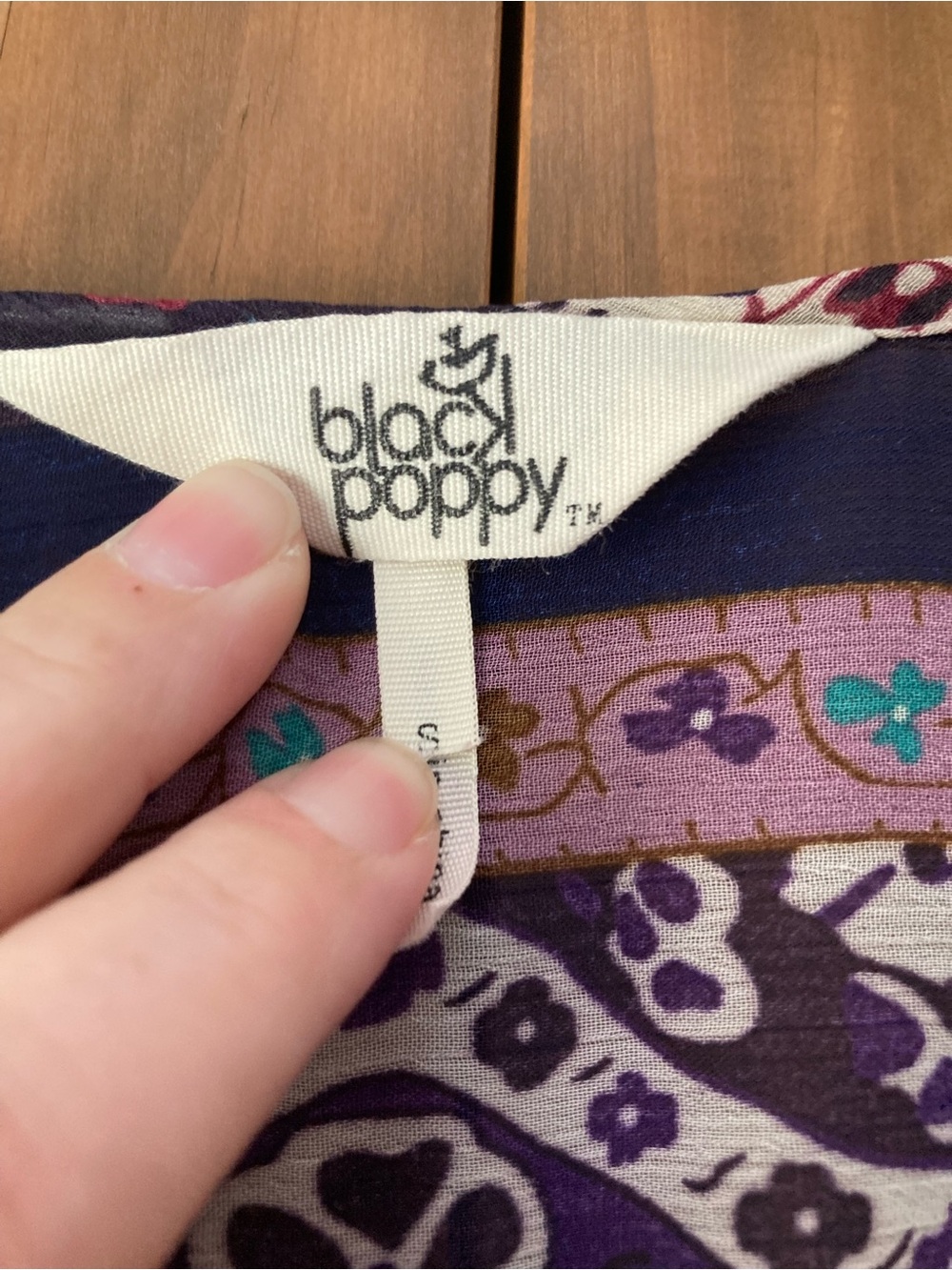 Black Poppy Sheer Purple Prints Open Jacket/Wrap Small - Picture 6 of 9